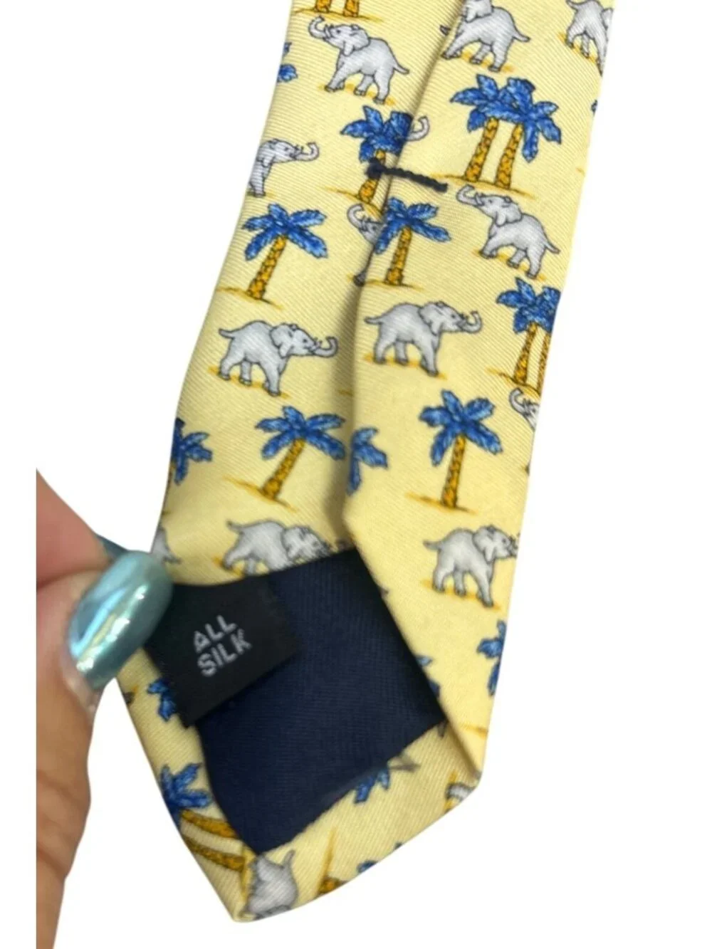 Holland & Sherry 1836 Silk Tie Men's Yellow Elephant Tropical Handmade USA